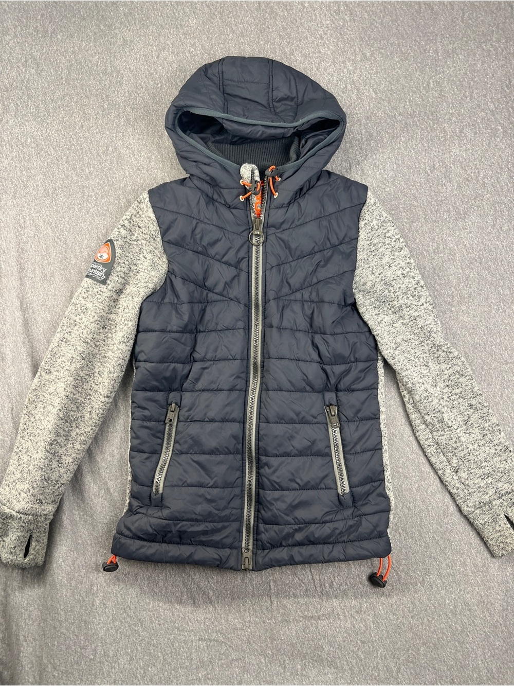 SuperDry Storm Quilted Hybrid Zip Hoodie Small